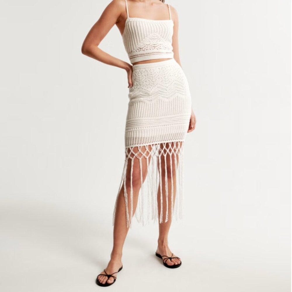 Abercrombie Crochet-style tassel mini skirt